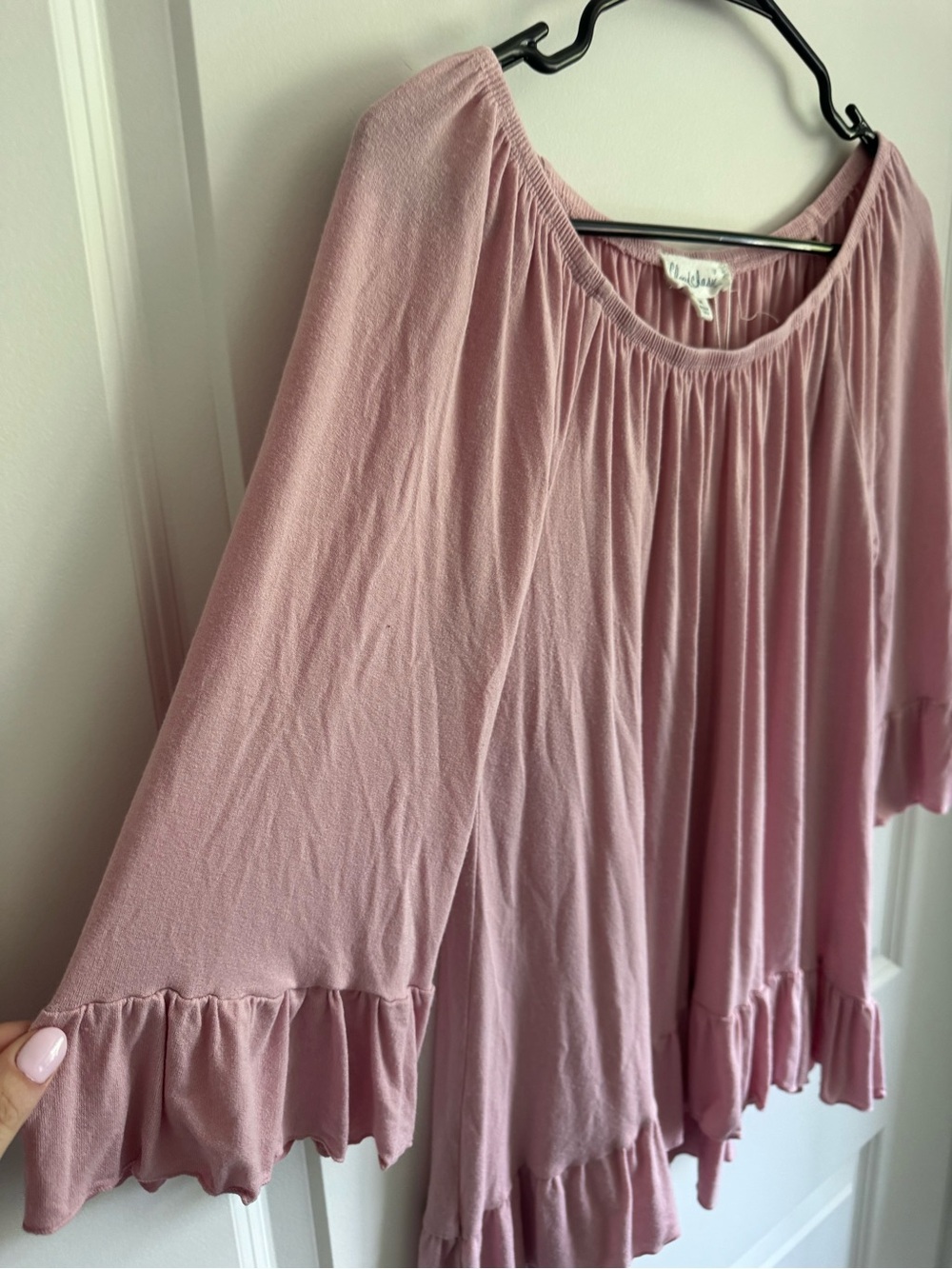 Cloud Chaser Mauve Pink Off-Shoulder Ruffle Top